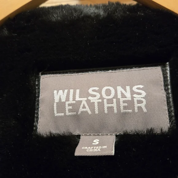 Wilsons Leather Black Fur Trim Jacket - Picture 5 of 6